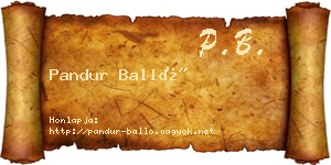 Pandur Balló névjegykártya